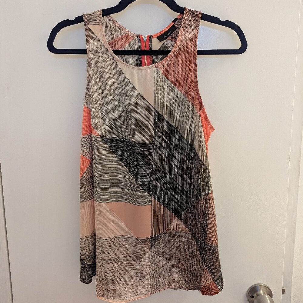 Apt. 9 Orange/Black Plaid Sleeveless Blouse Women's Size Medium